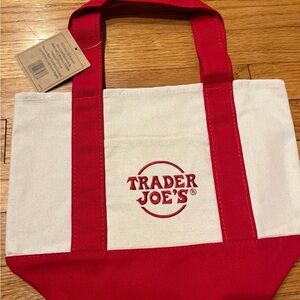 Trader Joe's Red and Cream Tote Bag